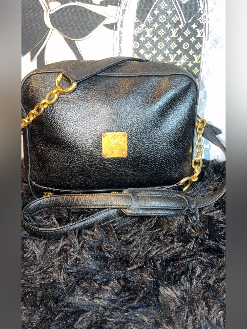 MCM Germany made  Shoulder Bag with Gold Chain Trim